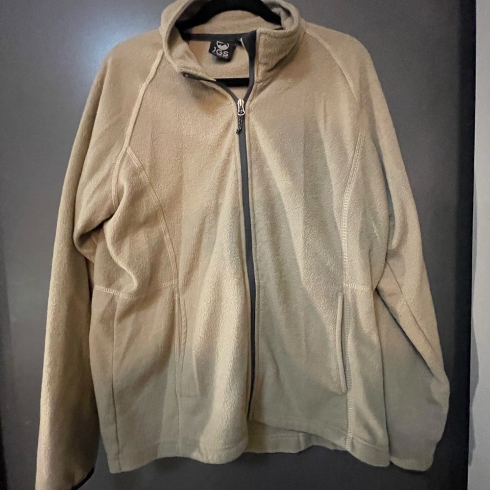 JCPenney Tan Zip Up Sweater with Standing Collar